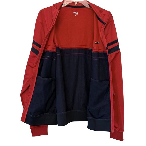 Vintage FILA Red & Navy Long Sleeve Track Jacket - Size Large - Picture 8 of 9